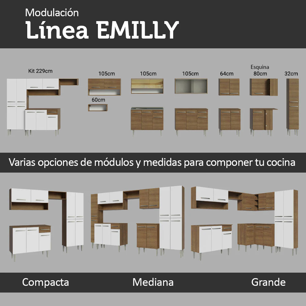Combo completo de Cocina 229cm Con Bacha Emilly Madesa 10 - Image 10