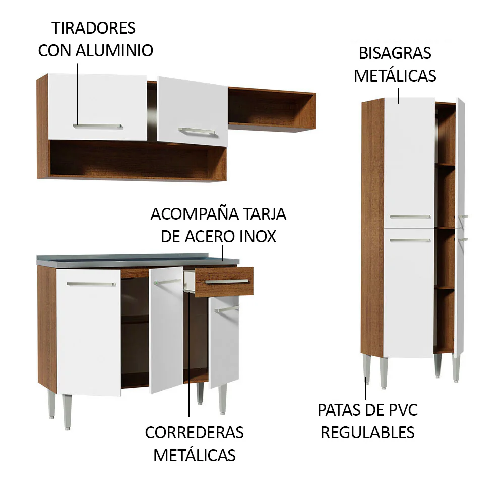 Combo completo de Cocina 229cm Con Bacha Emilly Madesa 10 - Image 4