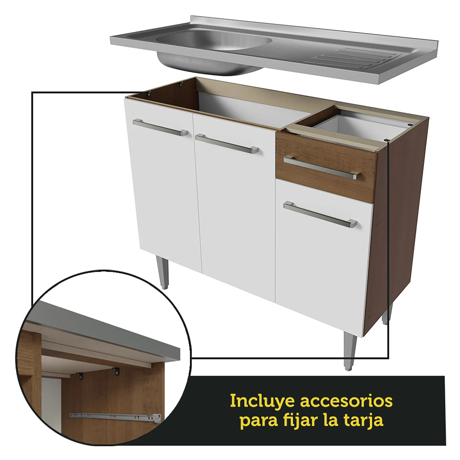 Combo completo de Cocina 229cm Con Bacha Emilly Madesa 12 - Image 9