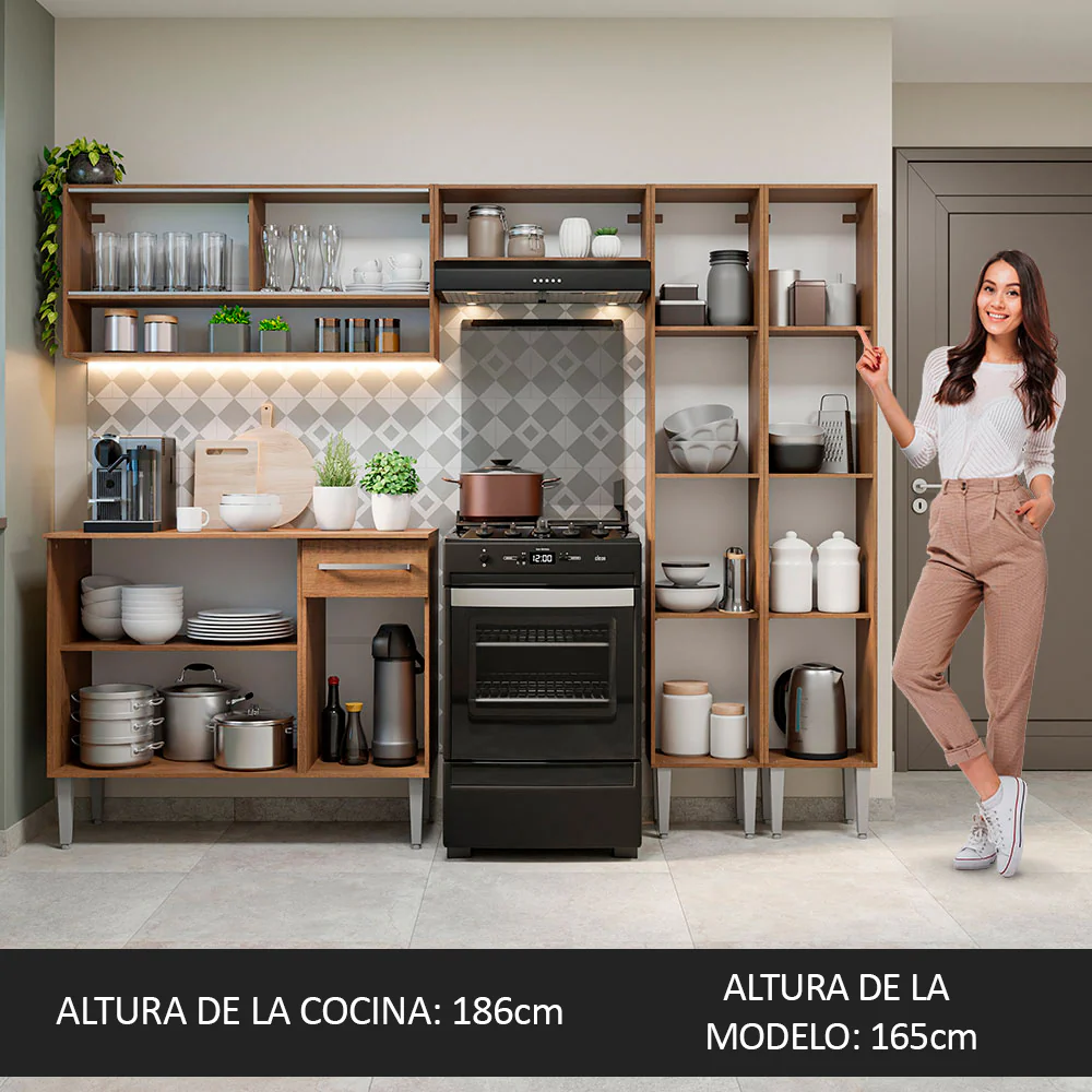 Combo completo de Cocina 229cm Emilly Madesa 04 - Marrón - Image 5