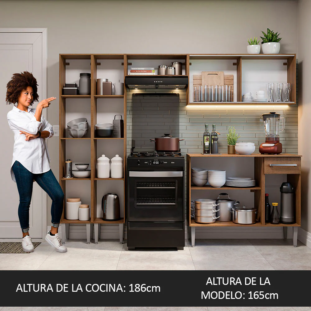 Combo completo de Cocina 229cm Emilly Madesa 06 - Marrón - Image 5
