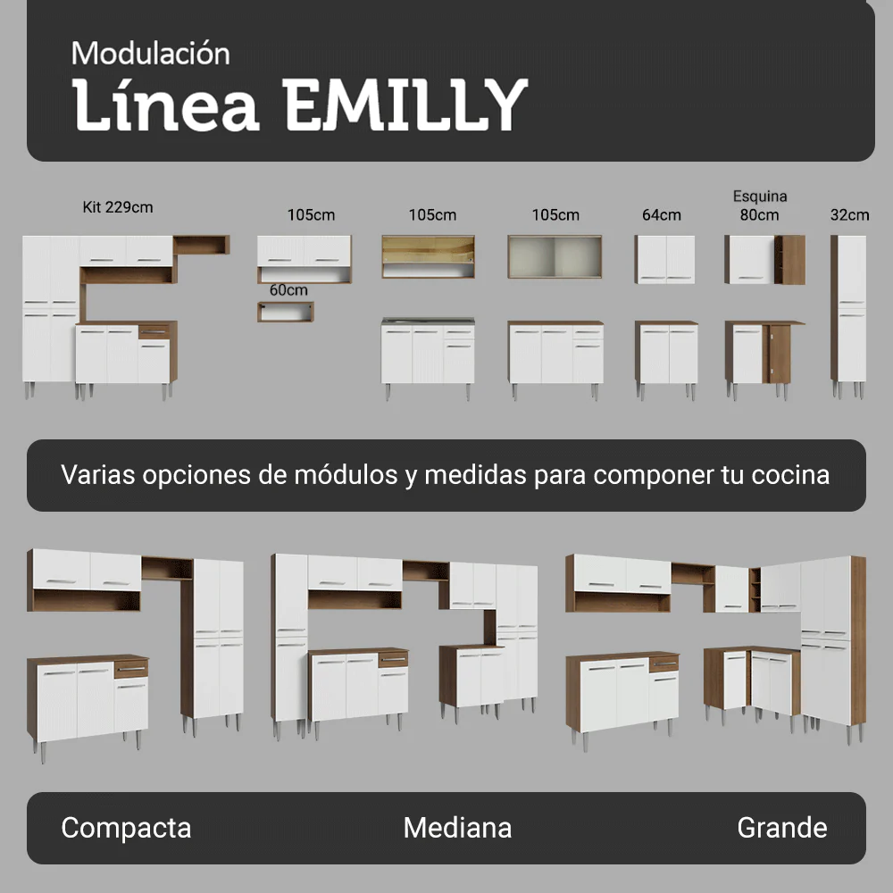 Combo completo de Cocina 229cm Marrón/Blanco Emilly 18 - Image 8