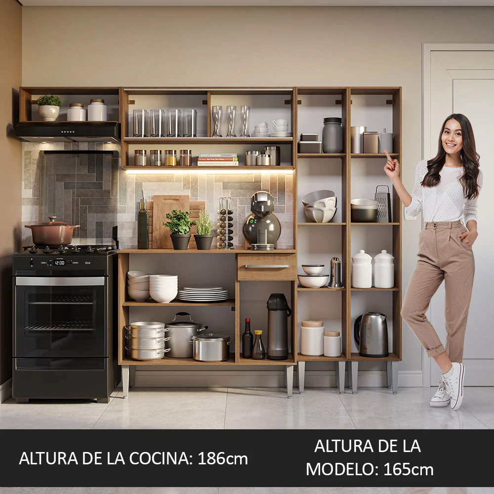 Combo completo de Cocina 229cm Marrón Emilly Madesa 07 - Image 5