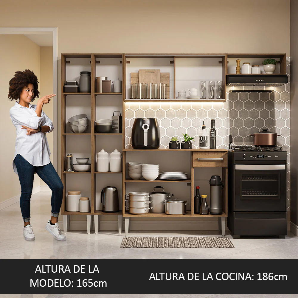 Combo completo de Cocina 229cm Marrón Emilly Madesa 08 - Image 5