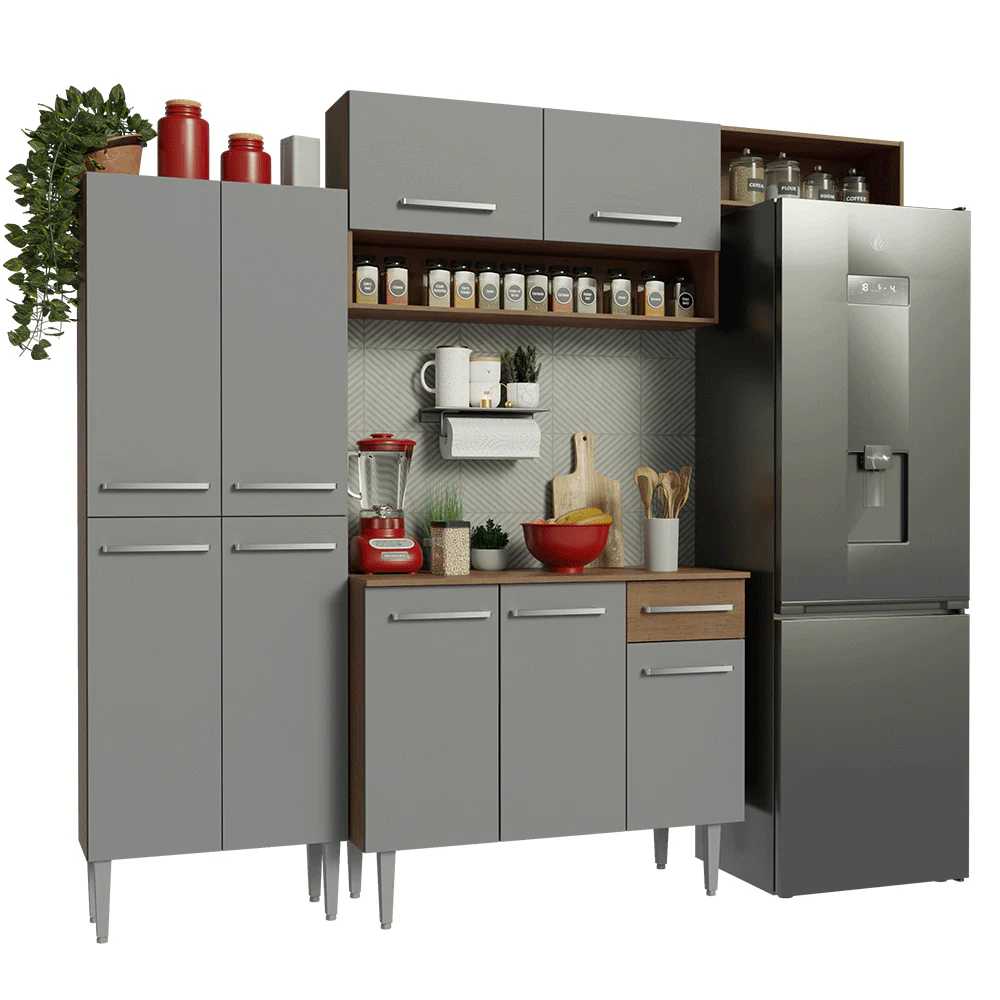 Combo completo de Cocina 229cm Marrón/Gris Emilly 18 - Image 3