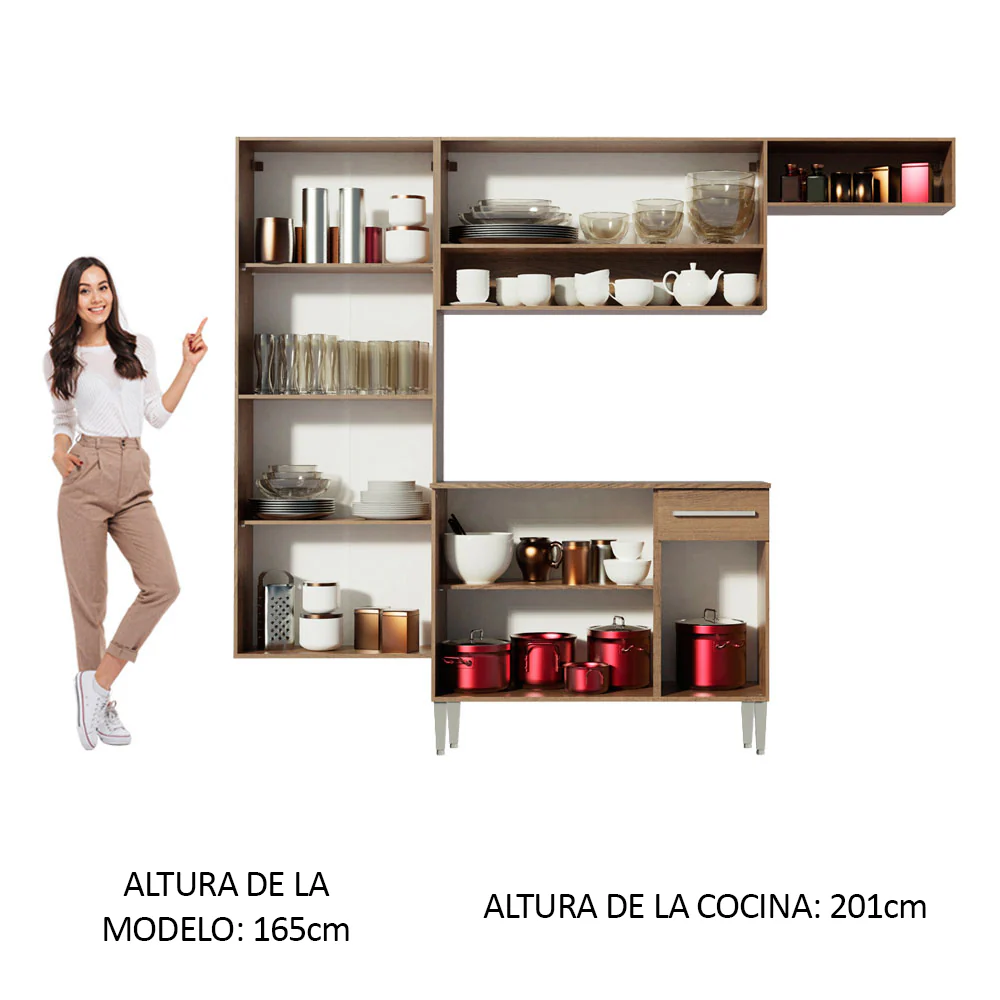 Combo completo de Cocina 229cm Marrón/Negro Emilly Fit 03 - Image 4
