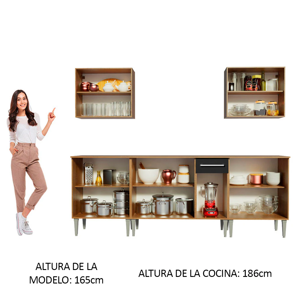 Combo completo de Cocina 233cm Marrón/Negro Emilly King Madesa 01 - Image 5
