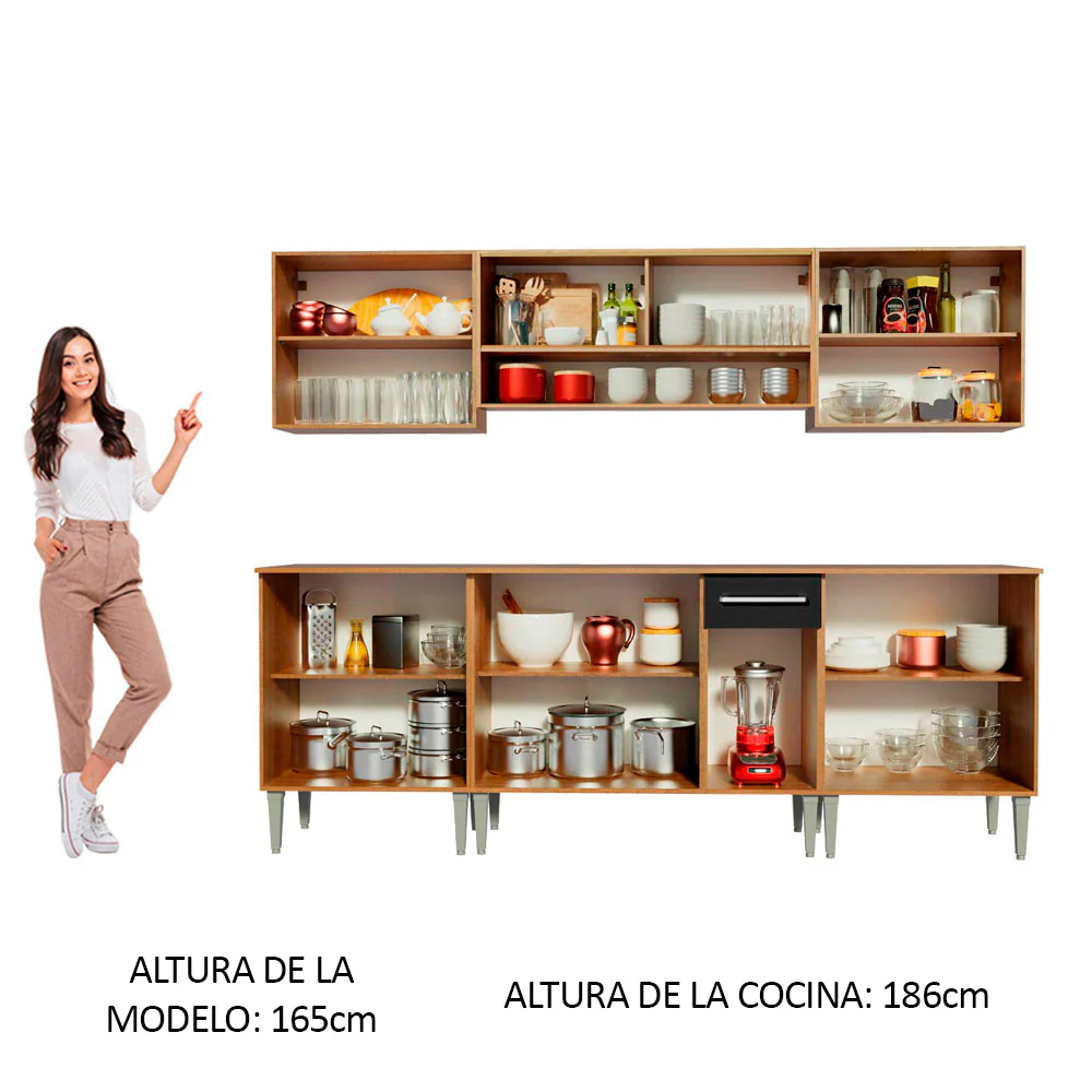 Combo completo de Cocina 233cm Marrón/Negro Emilly Smile Madesa 04 - Image 5