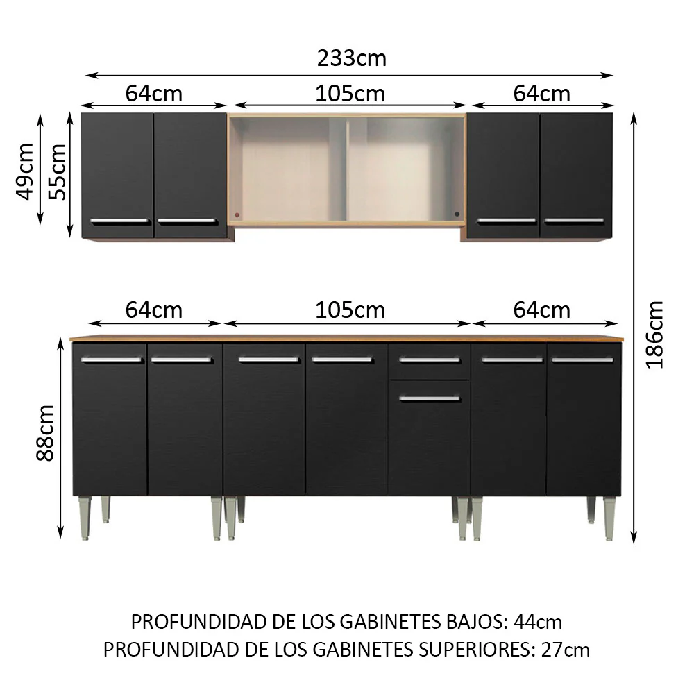 Combo completo de Cocina 233cm Marrón/Negro Emilly Wind Madesa 02 - Image 2