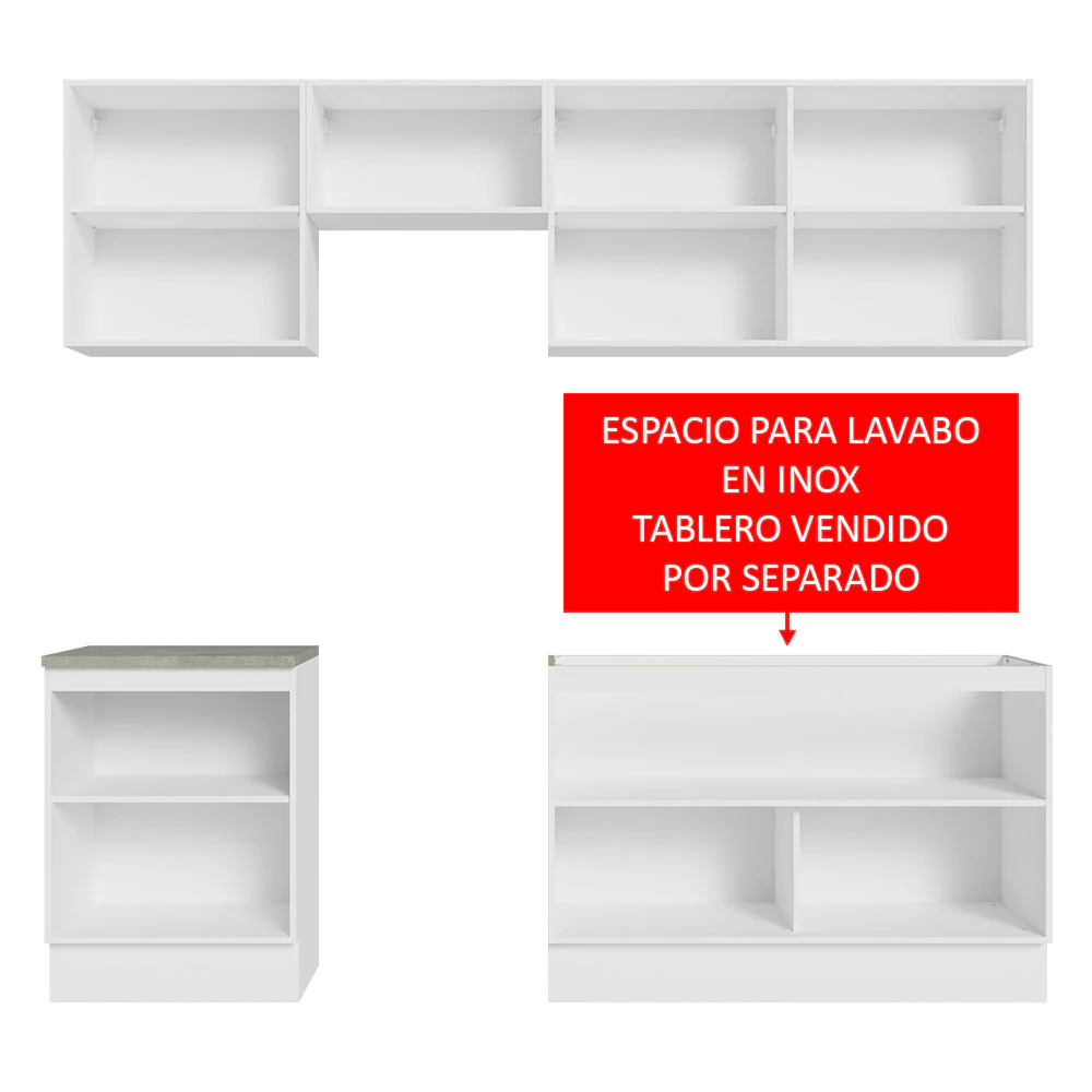 Combo completo de Cocina 240 cm Blanco Glamy Madesa 09 - Image 10