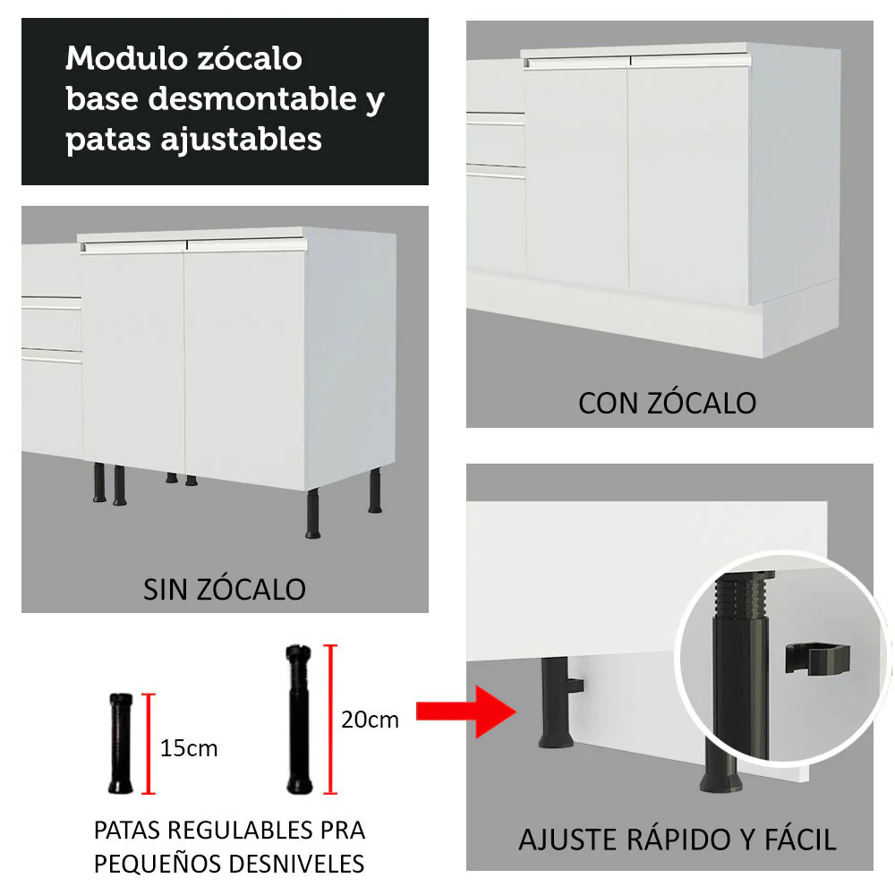 Combo completo de Cocina 240 cm Blanco Glamy Madesa 09 - Image 4