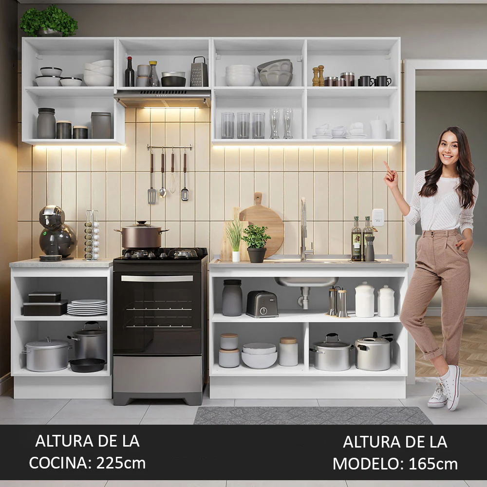Combo completo de Cocina 240 cm Blanco Glamy Madesa 09 - Image 8