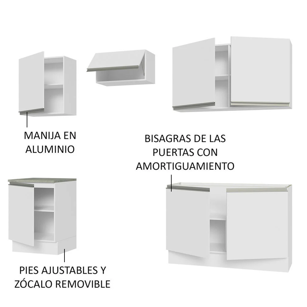Combo completo de Cocina 240 cm Blanco Glamy Madesa 09 - Image 9