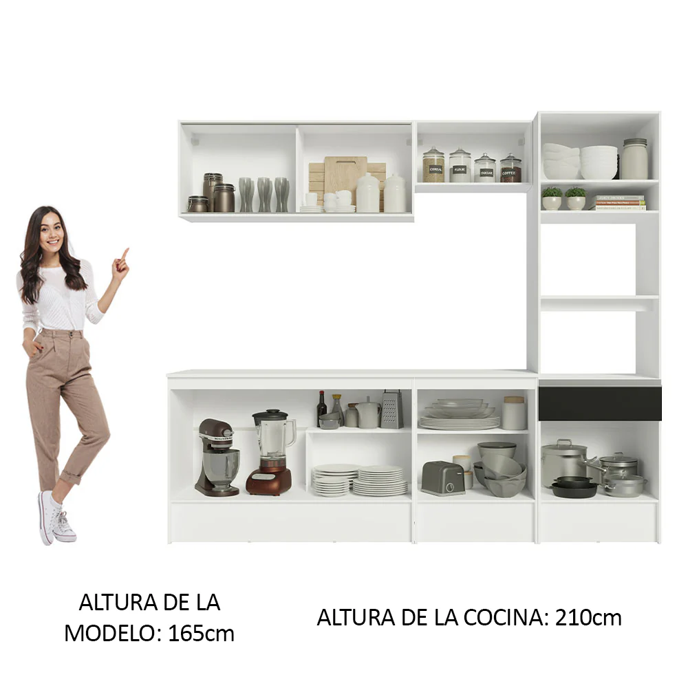 Combo Completo de Cocina 240 cm Blanco/Negro Diamante Madesa 06 - Image 5