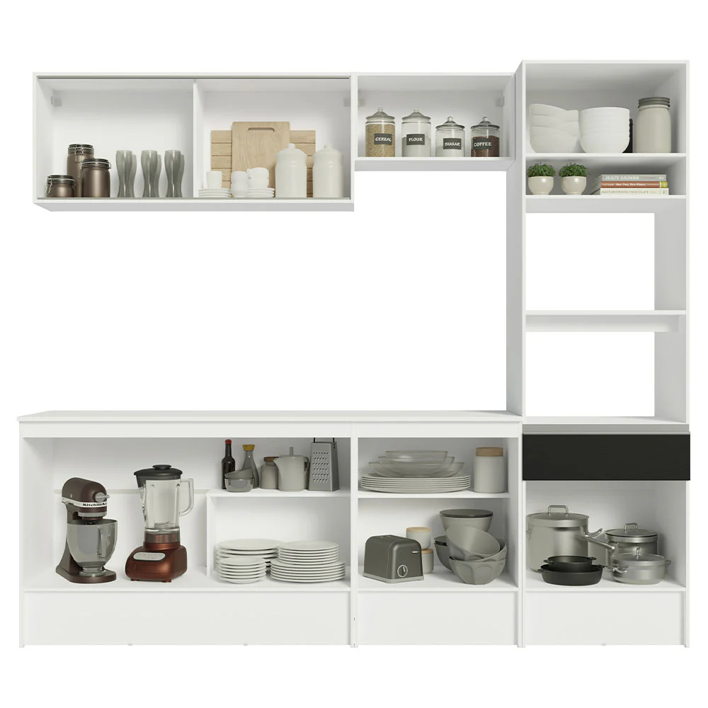 Combo Completo de Cocina 240 cm Blanco/Negro Diamante Madesa 06 - Image 7