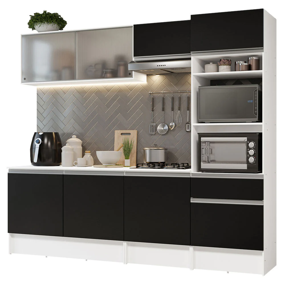 Combo Completo de Cocina 240 cm Blanco/Negro Topazio Madesa 05 - Image 3