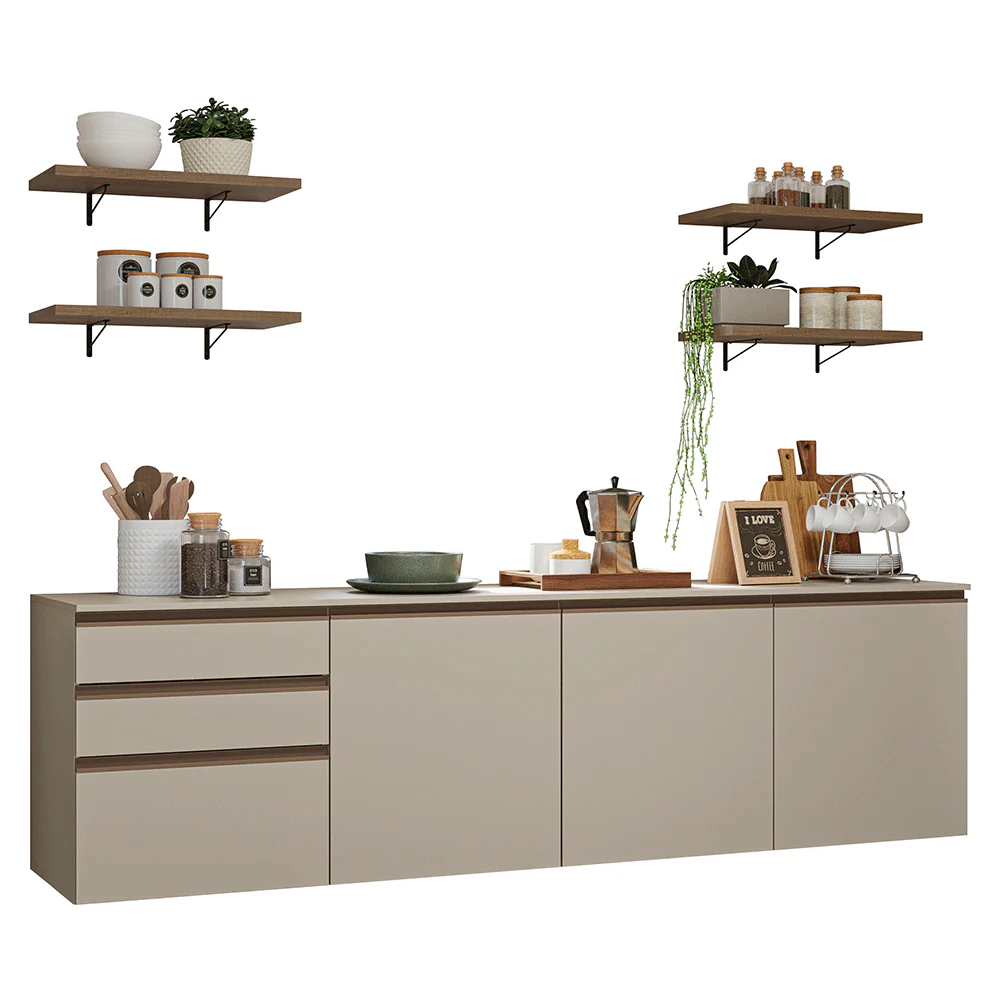 Combo completo de Cocina 240 cm, Flotante, Crema Nice 10 - Image 3