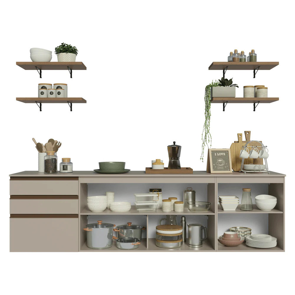 Combo completo de Cocina 240 cm, Flotante, Crema Nice 10 - Image 4