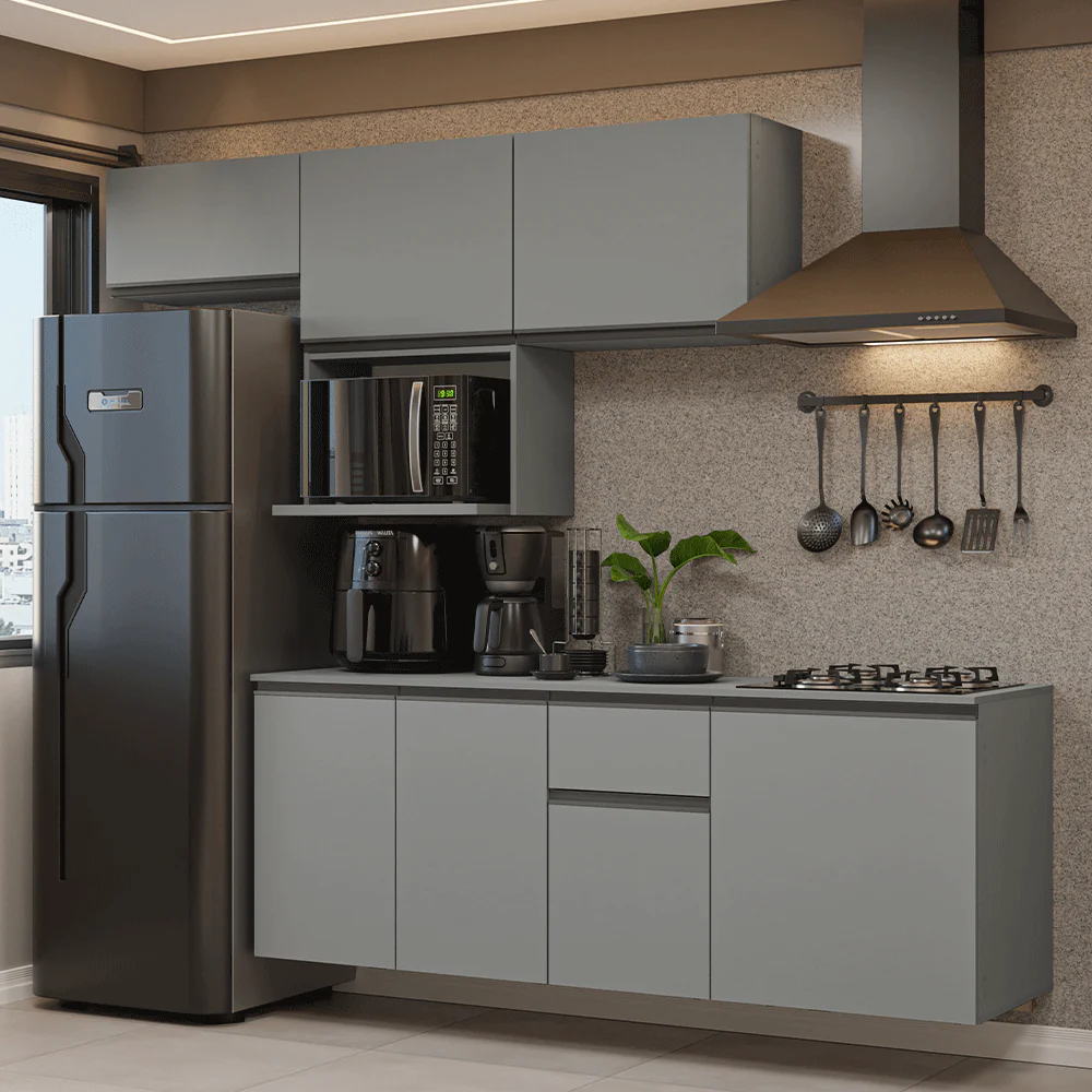 Combo completo de Cocina 240 cm Flotante Gris Nice Madesa 07