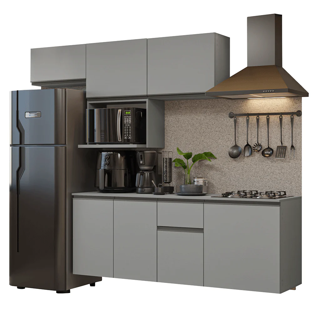 Combo completo de Cocina 240 cm Flotante Gris Nice Madesa 07 - Image 3