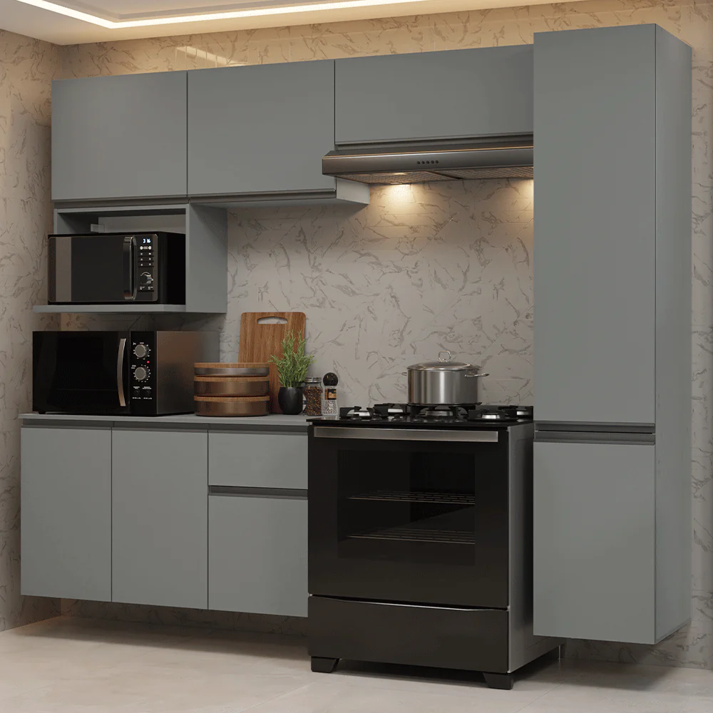 Combo completo de Cocina 240 cm Flotante Gris Nice Madesa 09