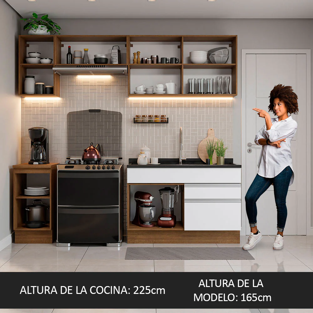 Combo Completo de Cocina 240 cm Marrón/Blanco Glamy Madesa 07 - Image 5