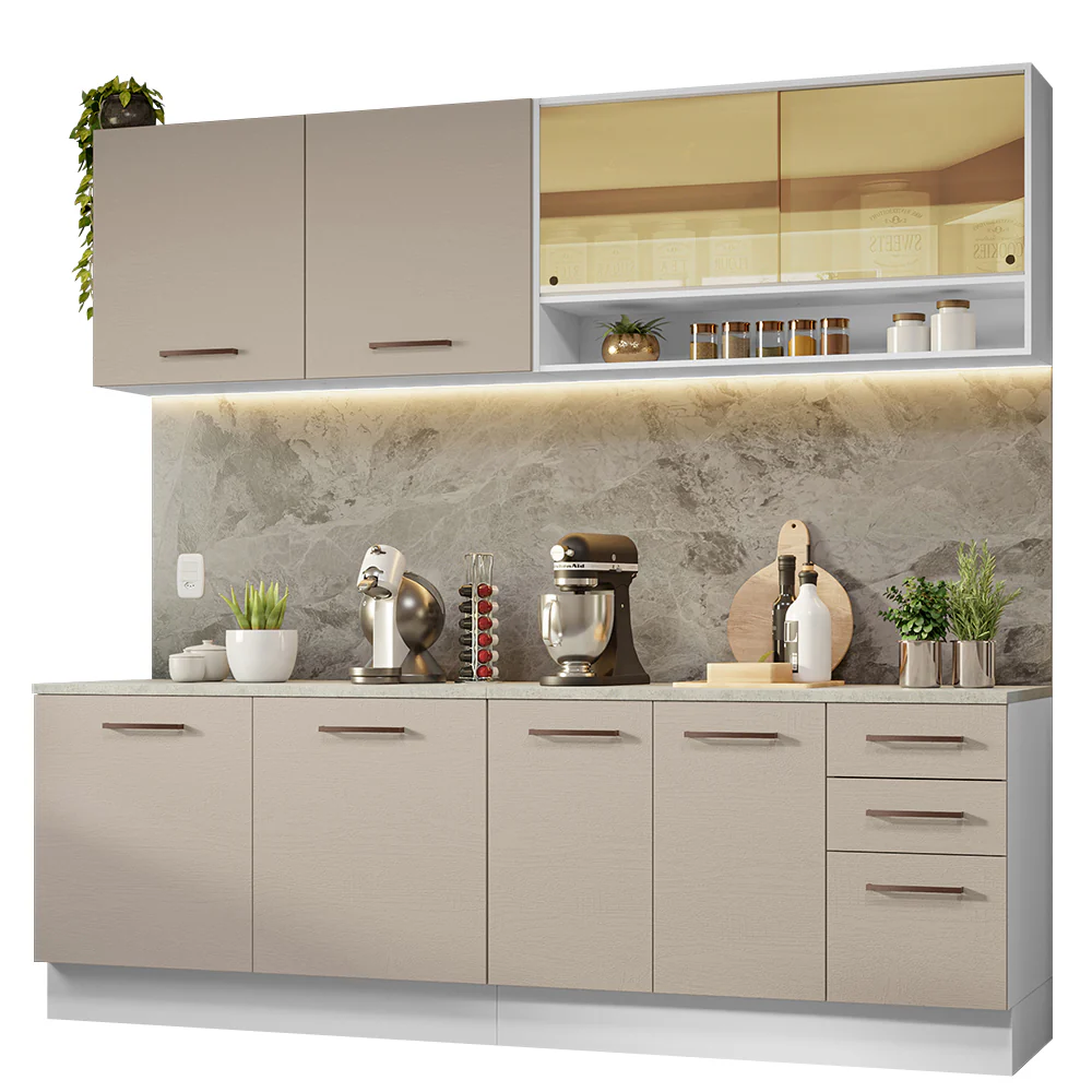 Combo completo de Cocina 240cm Blanco/Crema 60cm de Profundidad Agata Madesa 01 - Image 2