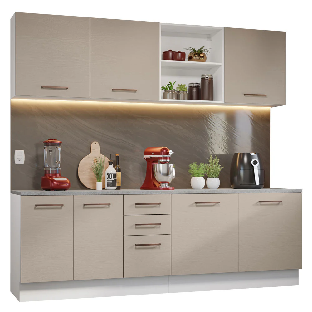 Combo completo de Cocina 240cm Blanco/Crema 60cm de Profundidad Agata Madesa 02 - Image 2