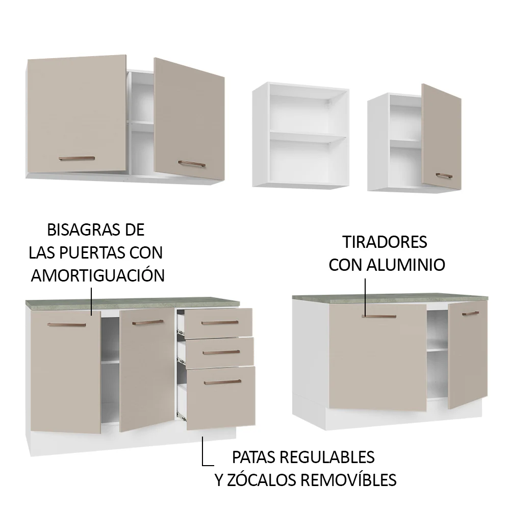 Combo completo de Cocina 240cm Blanco/Crema 60cm de Profundidad Agata Madesa 02 - Image 4