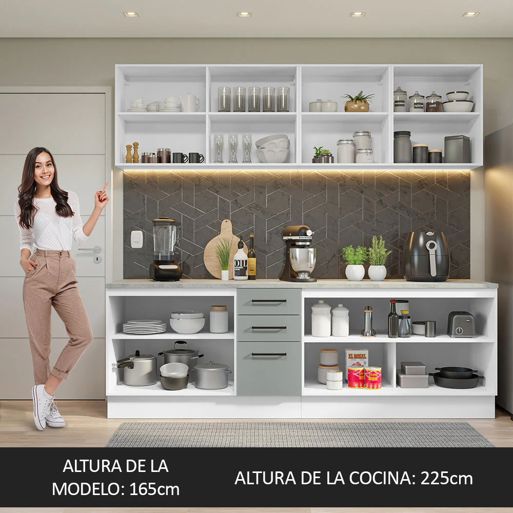 Combo completo de Cocina 240cm Blanco/Gris 60cm de Profundidad Agata Madesa 02 - Image 5