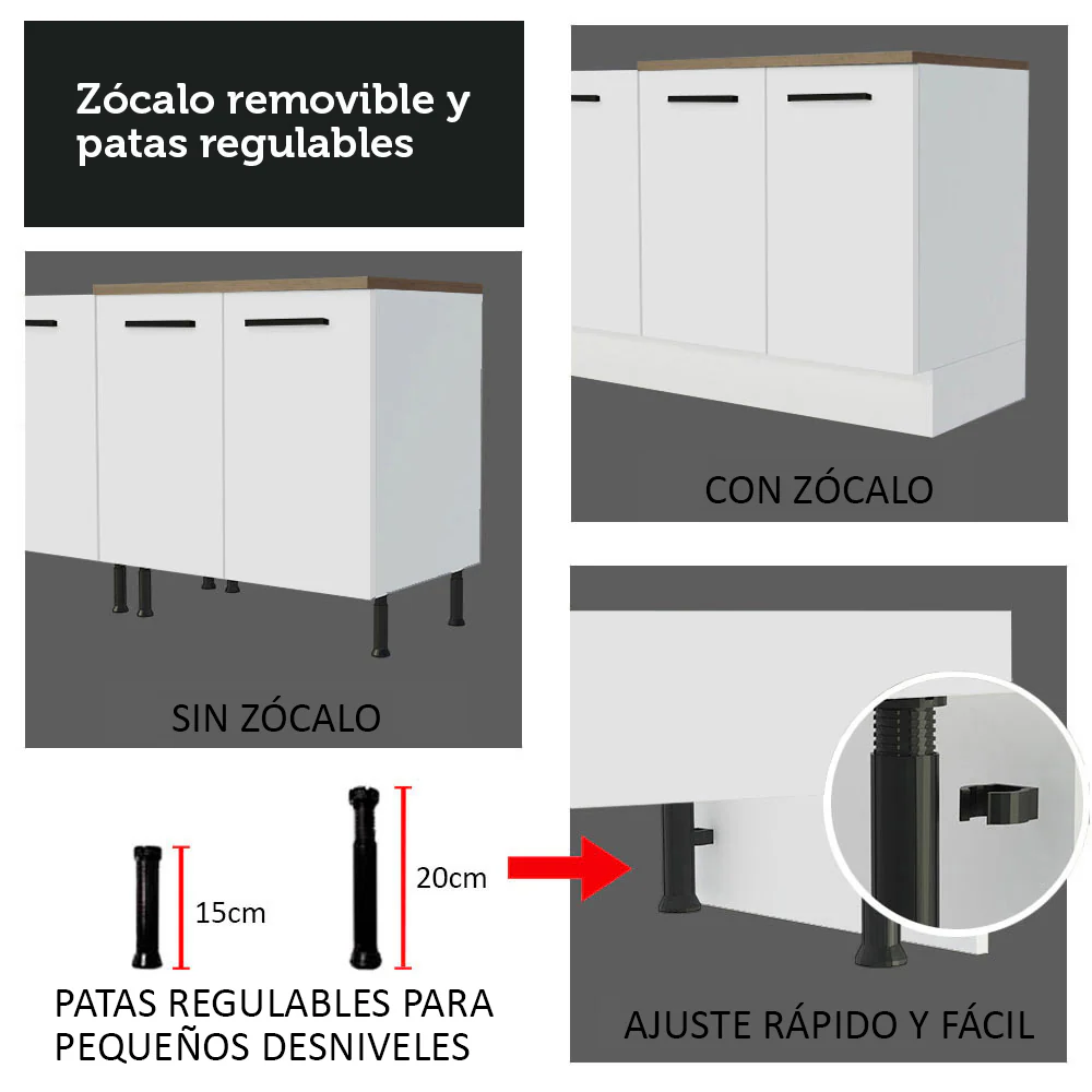 Combo completo de Cocina 240cm Blanco/Marrón 60cm de Profundidad Agata Madesa 02 - Image 8
