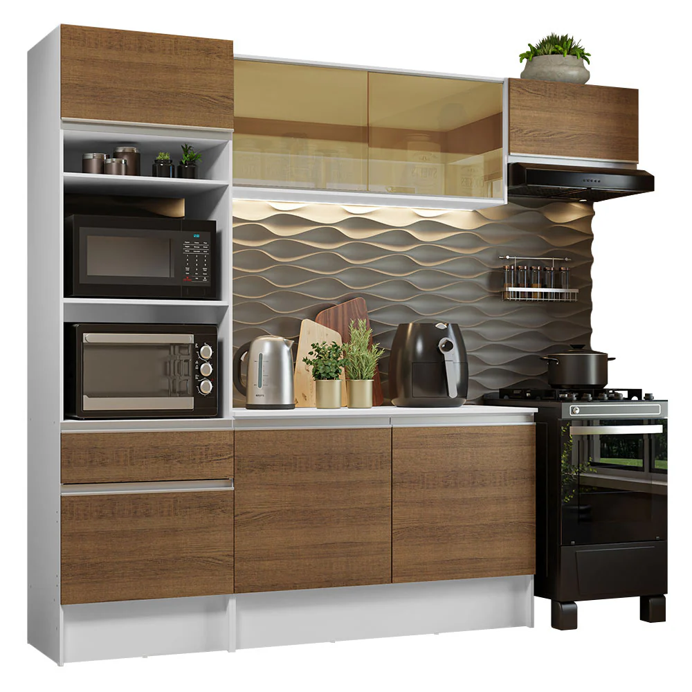Combo completo de Cocina 240cm Blanco/Marrón Diamante Madesa 02 - Image 2