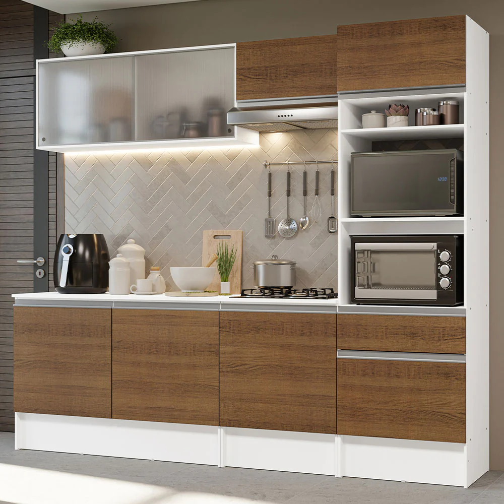 Combo completo de Cocina 240cm Blanco/Marrón Topazio 05
