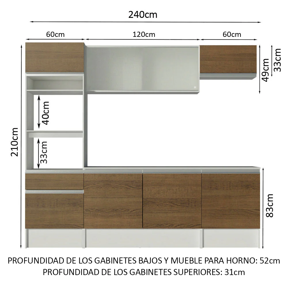 Combo completo de Cocina 240cm Blanco/Marrón Topazio - Image 2