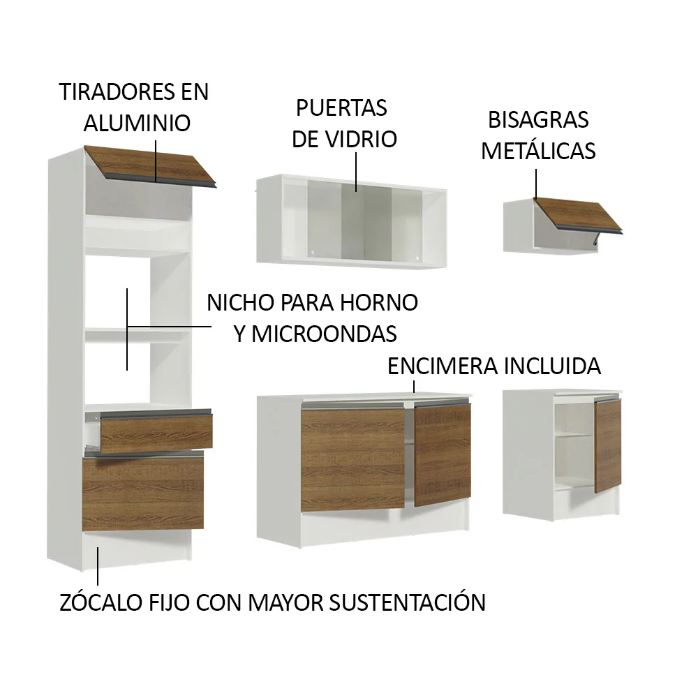 Combo completo de Cocina 240cm Blanco/Marrón Topazio - Image 4