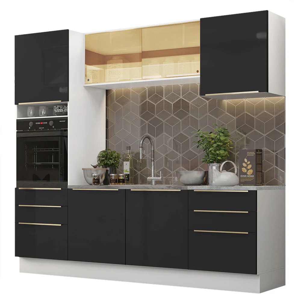 Combo completo de Cocina 240cm Blanco/Negro Lux Madesa 02 - Image 2