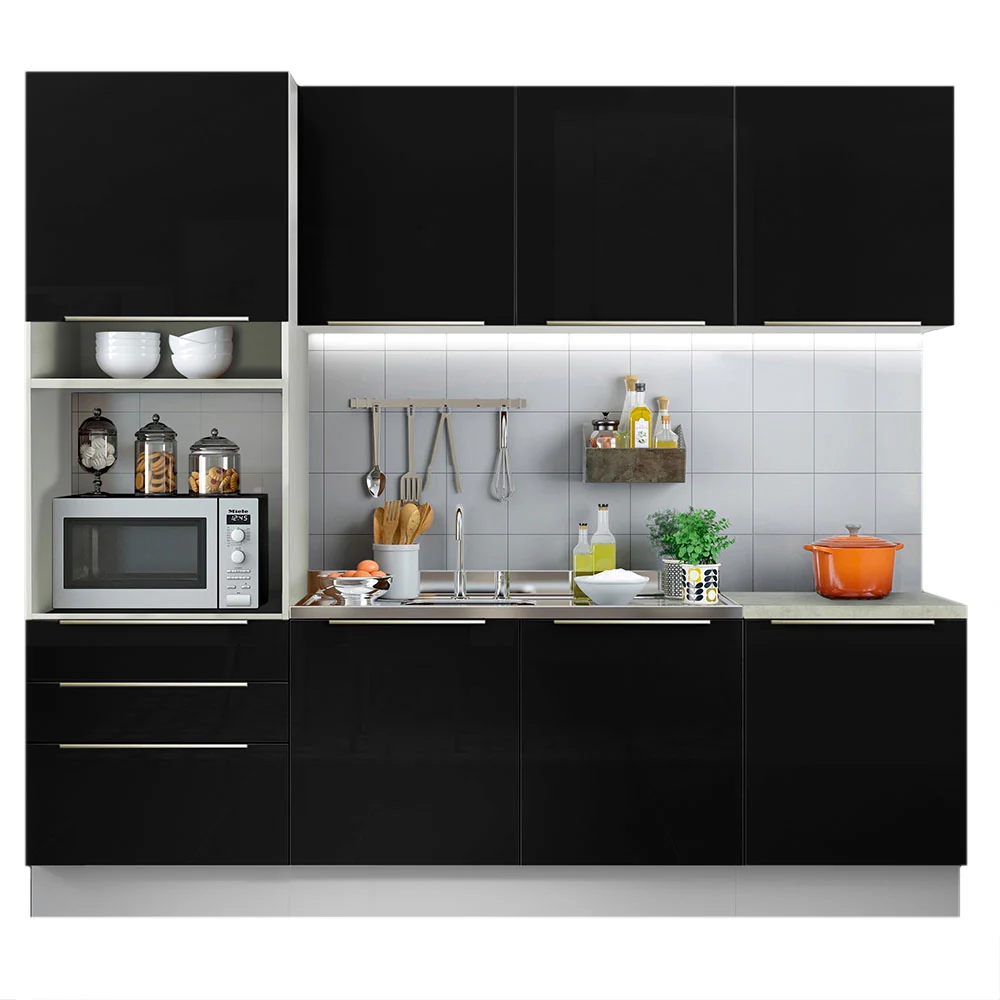 Combo completo de Cocina 240cm Blanco/Negro Lux Madesa 03 - Image 2