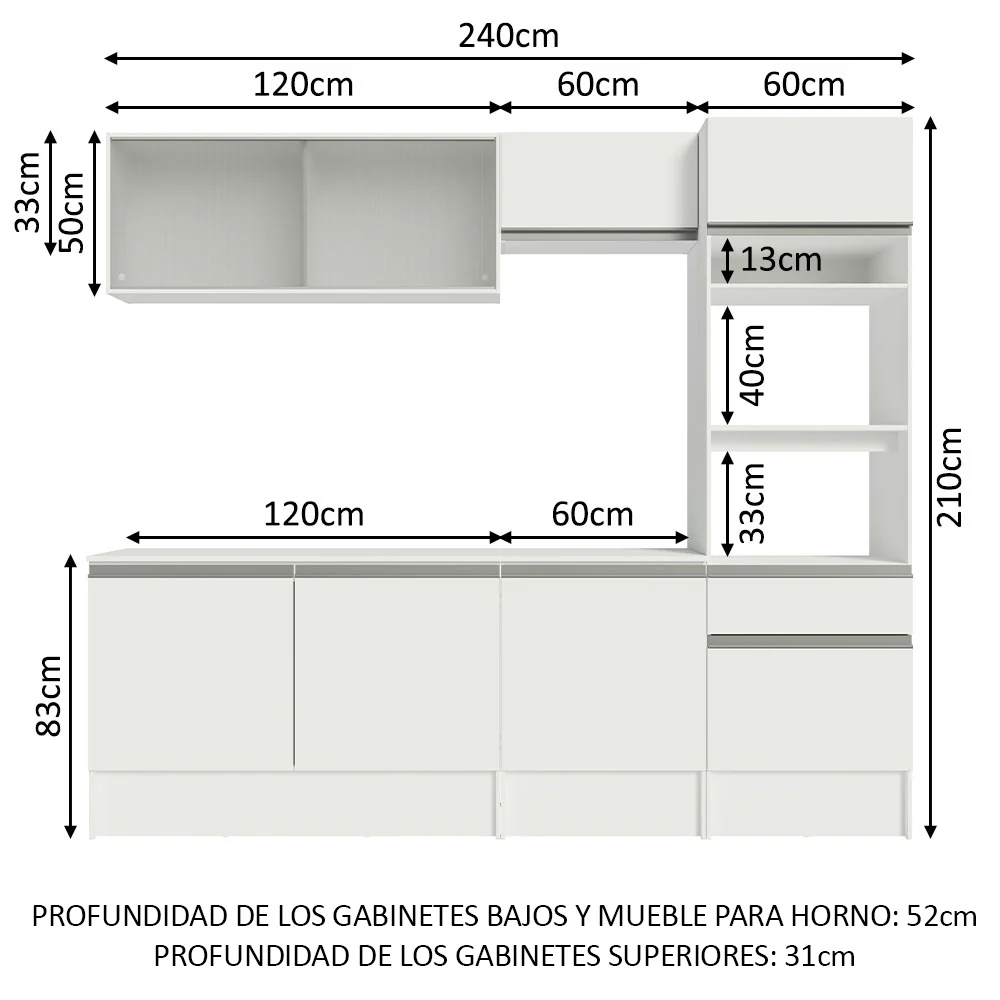 Combo completo de Cocina 240cm Blanco Topazio 05 - Image 2