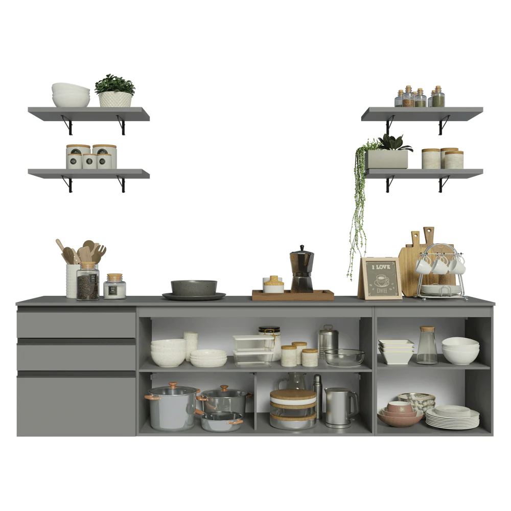 Combo completo de Cocina 240cm Flotante Gris Nice 10 - Image 4