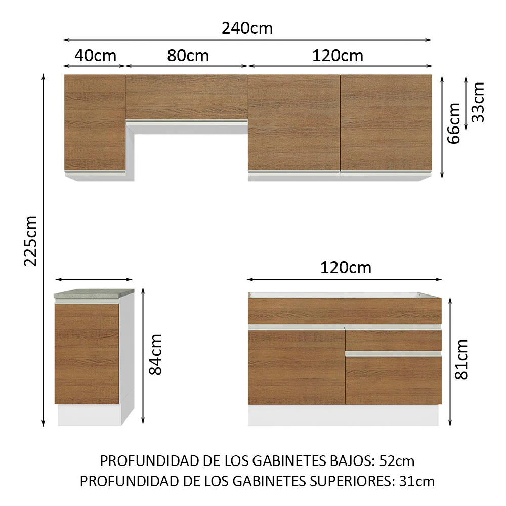 Combo completo de Cocina 240cm Glamy Madesa 07 - Blanco - Image 2