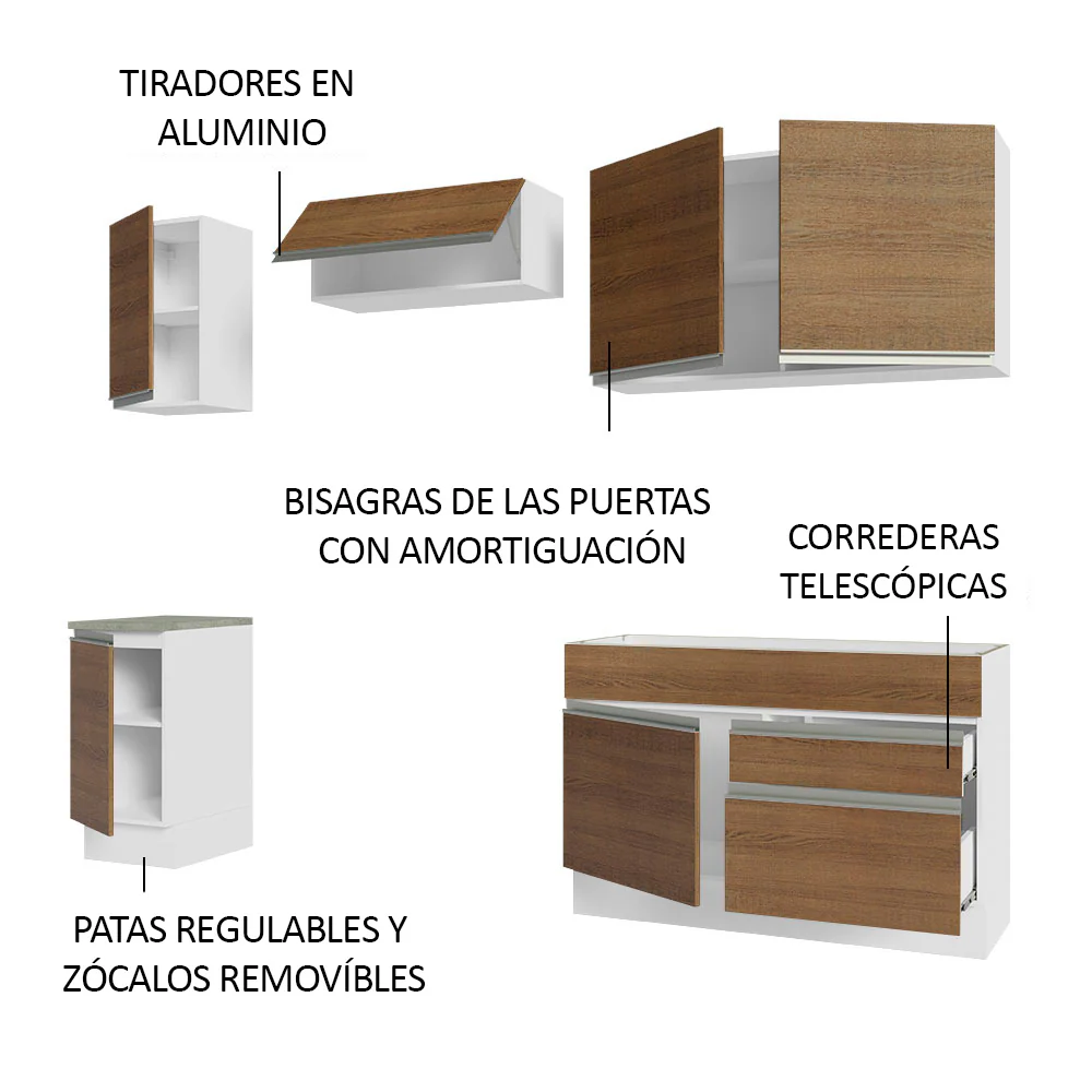 Combo completo de Cocina 240cm Glamy Madesa 07 - Blanco - Image 4