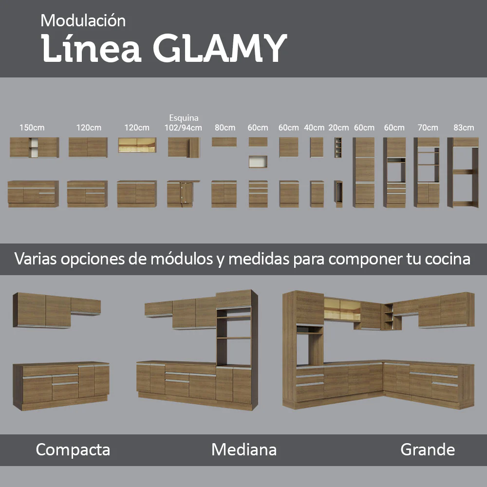 Combo completo de Cocina 240cm Glamy Madesa 10 Marrón - Image 9