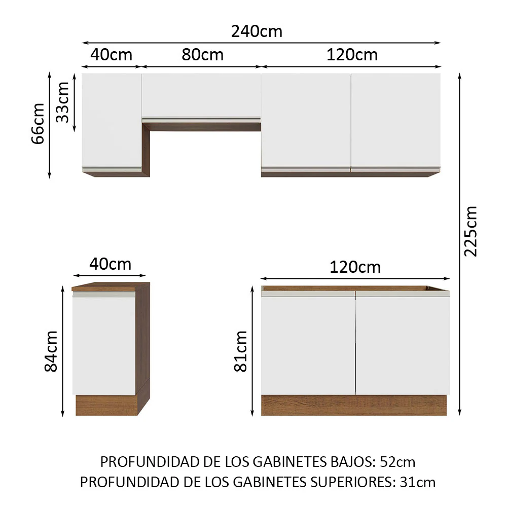 Combo completo de Cocina 240cm Glamy Madesa 10 Marrón/Blanco - Image 3