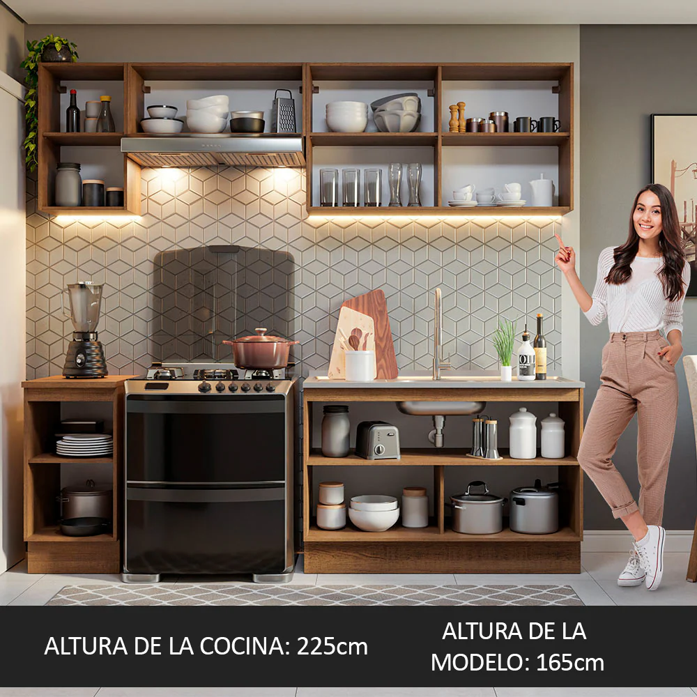 Combo completo de Cocina 240cm Glamy Madesa 10 Marrón/Blanco - Image 6
