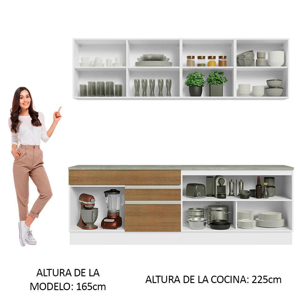 Combo completo de Cocina 240cm Madesa Glamy 06 - Blanco/Marrón - Image 4