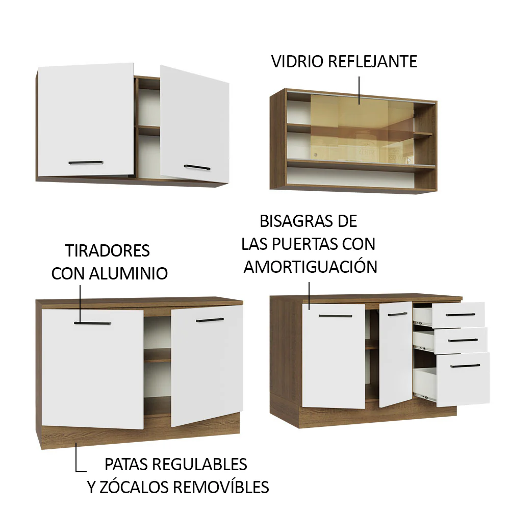 Combo completo de Cocina 240cm Marrón/Blanco 60cm de Profundidad Agata Madesa 01 - Image 4
