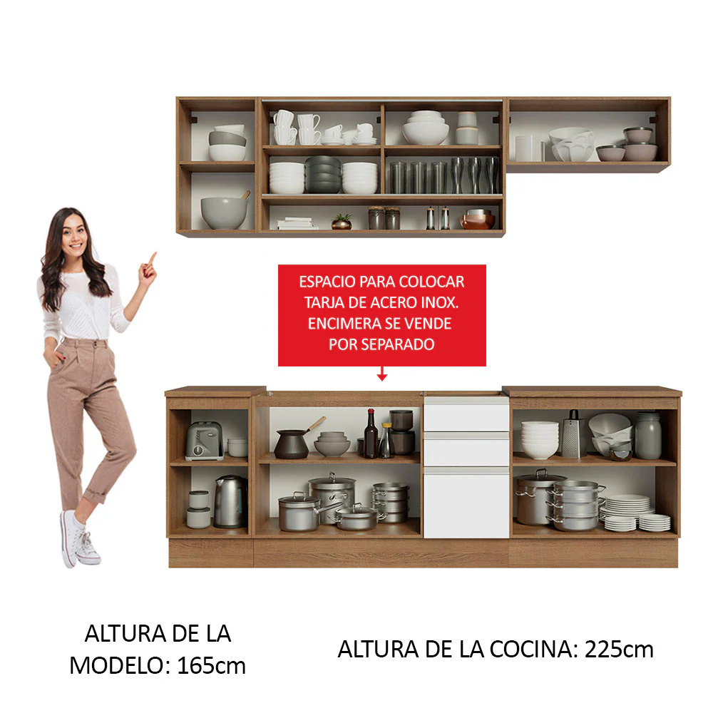Combo completo de Cocina 240cm Marrón/Blanco Glamy Madesa 03 - Image 4