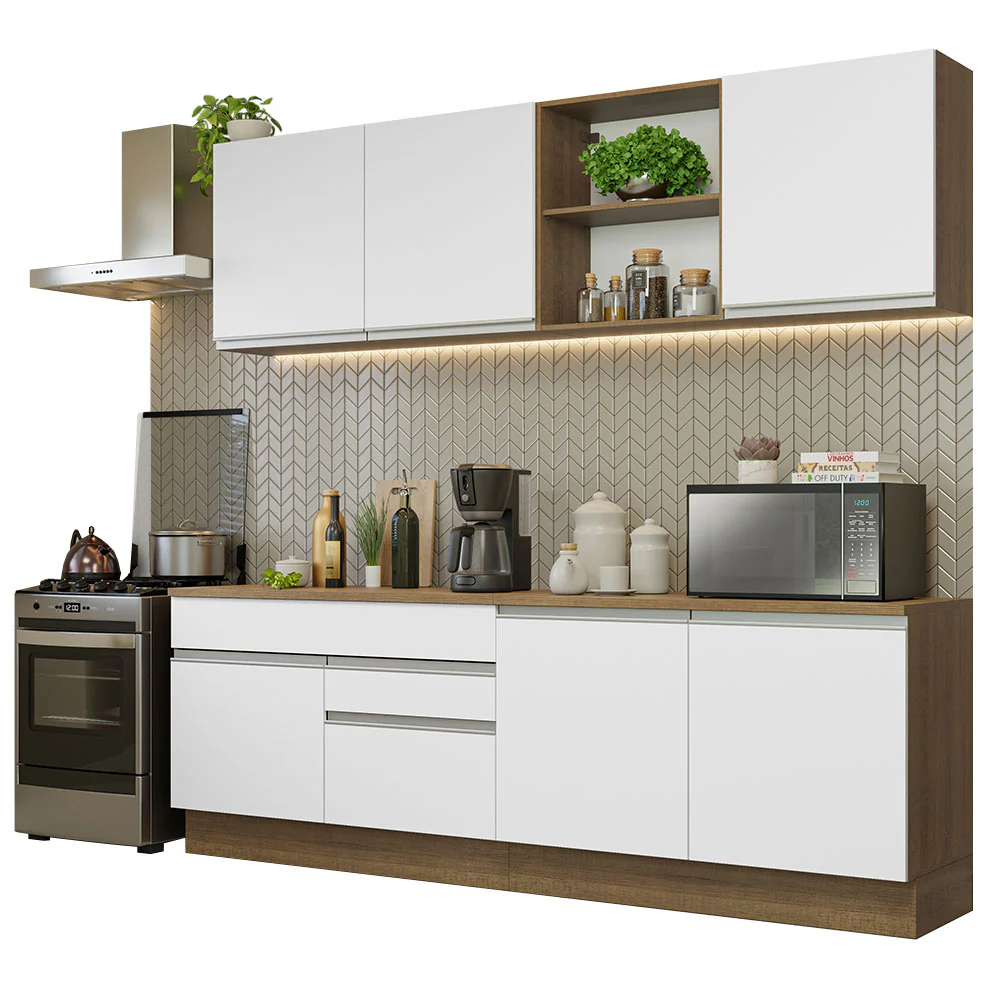 Combo completo de Cocina 240cm Marrón/Blanco Glamy Madesa 06 - Image 3