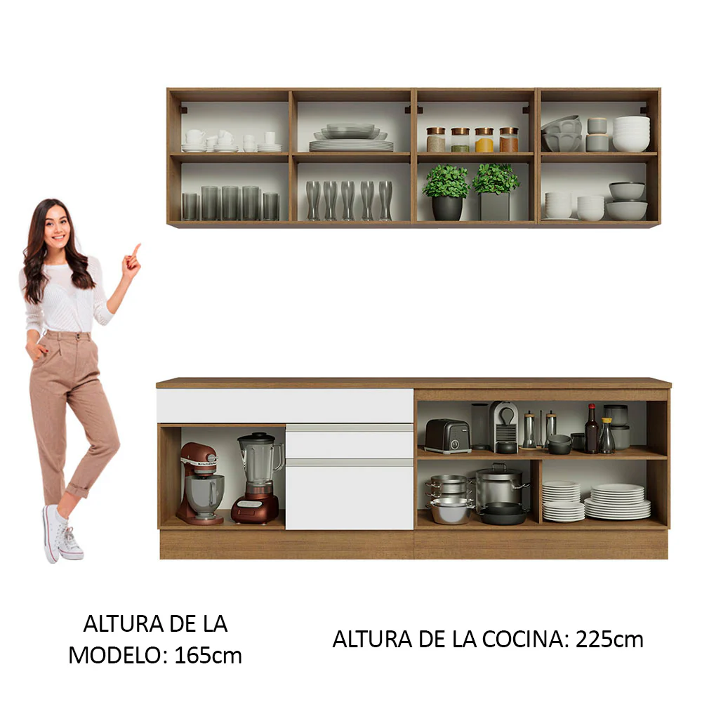 Combo completo de Cocina 240cm Marrón/Blanco Glamy Madesa 06 - Image 4