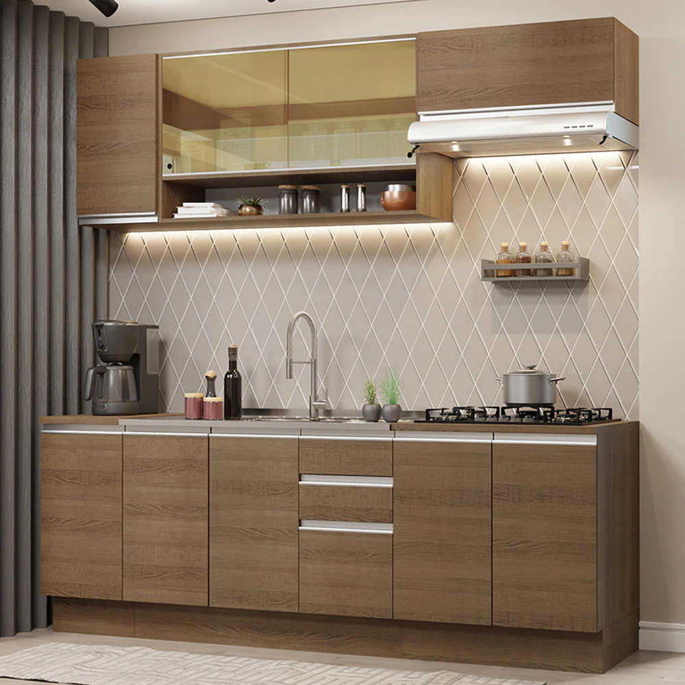 Combo completo de Cocina 240cm Marrón Glamy Madesa 03